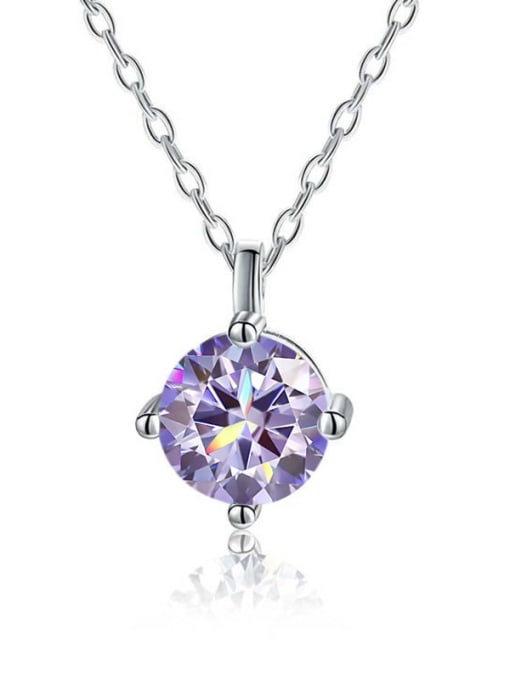 2.0CT Light Purple [Platinum] 925 Sterling Silver Moissanite Geometric Dainty Necklace